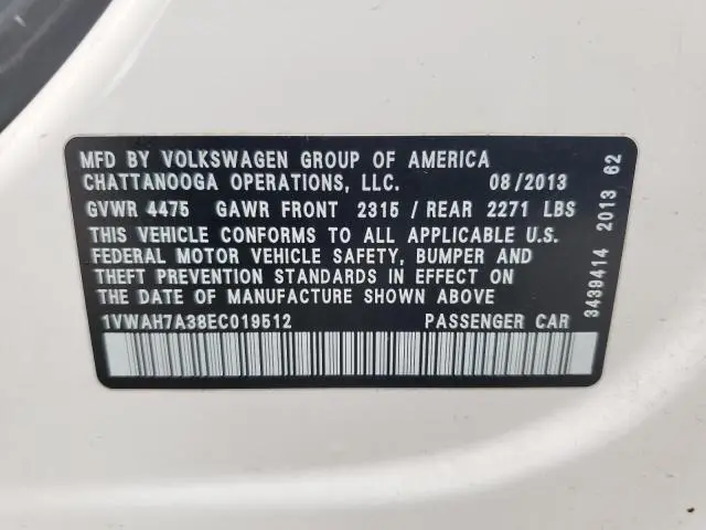 2014 VOLKSWAGEN PASSAT S  