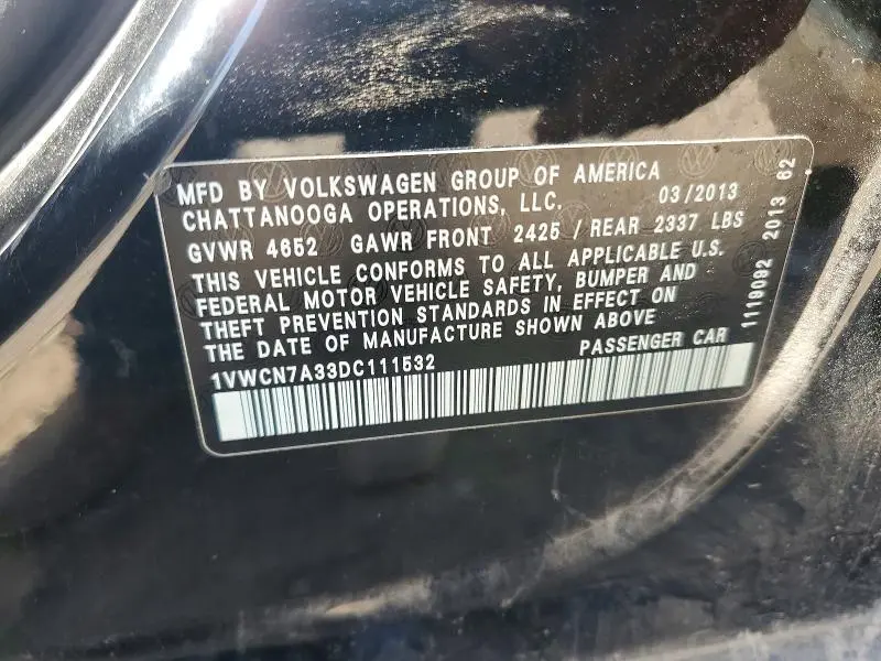 2013 VOLKSWAGEN PASSAT SEL  