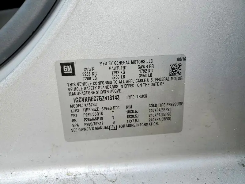 2016 CHEVROLET SILVERADO K1500 LT  