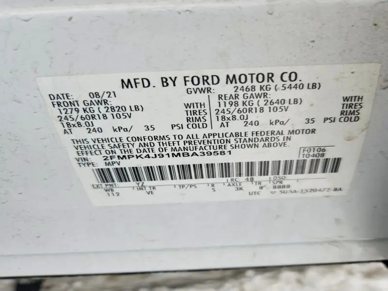 2021 FORD EDGE SEL  
