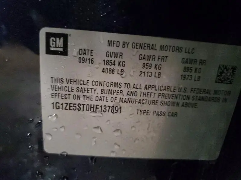 2017 CHEVROLET MALIBU LT  