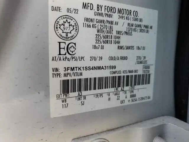 2022 FORD MUSTANG MACH-E SELECT  