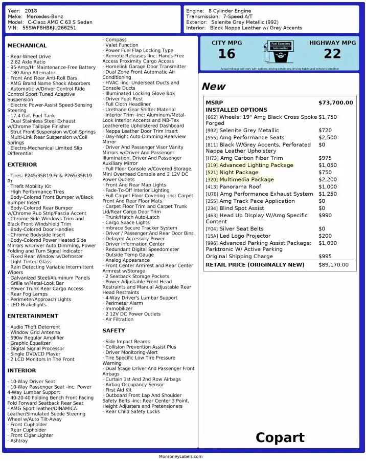 2018 MERCEDES-BENZ C 63 AMG-S  