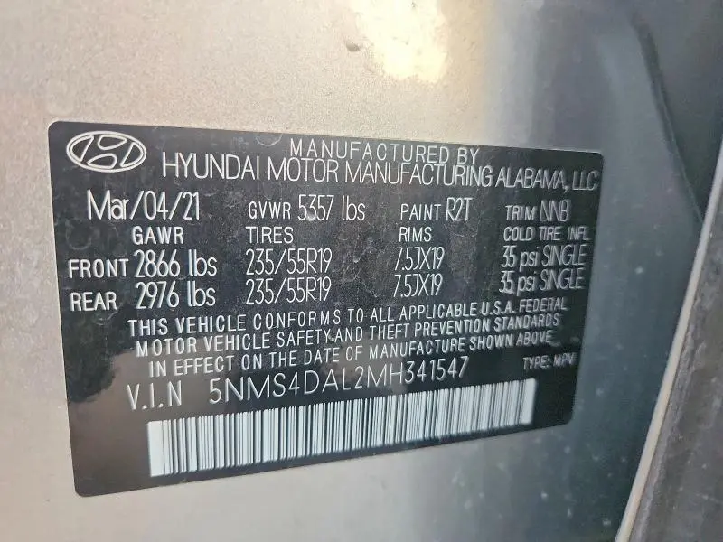 2021 HYUNDAI SANTA FE LIMITED  