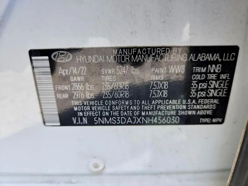 2022 HYUNDAI SANTA FE SEL  