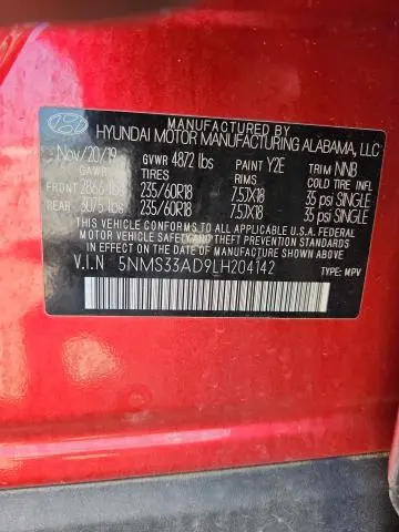 2020 HYUNDAI SANTA FE SEL  