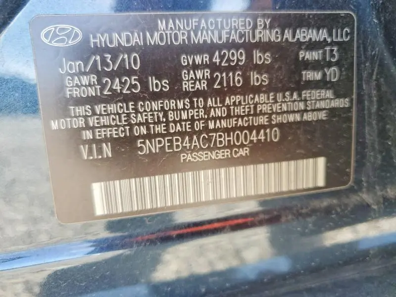 2011 HYUNDAI SONATA GLS  