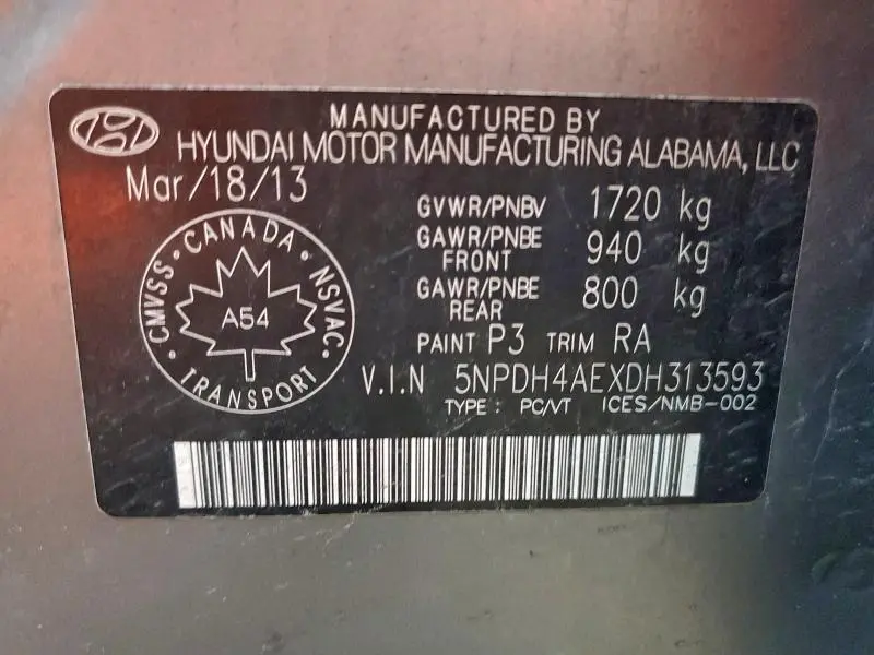 2013 HYUNDAI ELANTRA GLS  