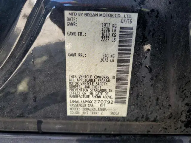 2016 NISSAN ALTIMA 2.5  