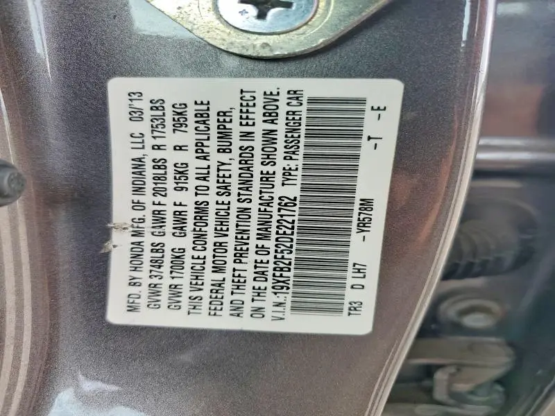2013 HONDA CIVIC LX  