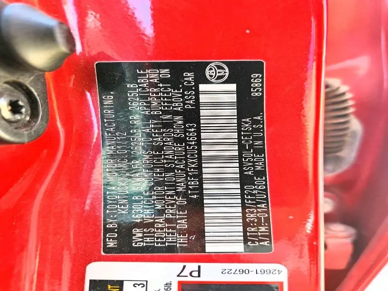 2012 TOYOTA CAMRY   