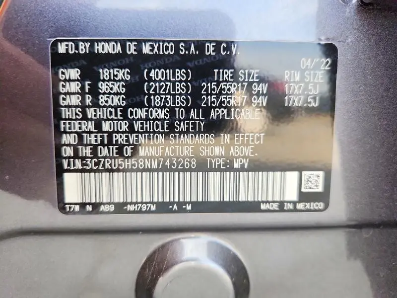 2022 HONDA HR-V EX  