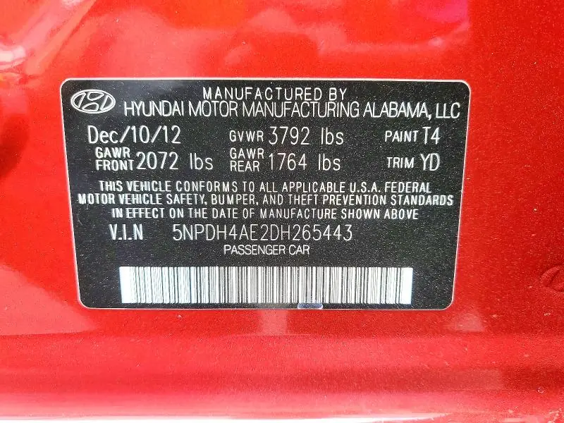 2013 HYUNDAI ELANTRA GLS  