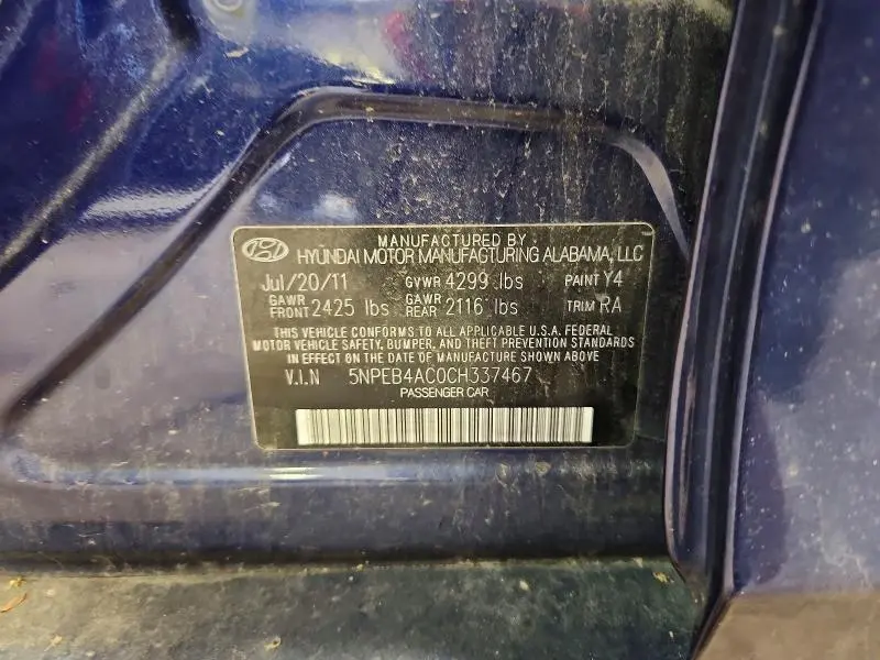 2012 HYUNDAI SONATA GLS  