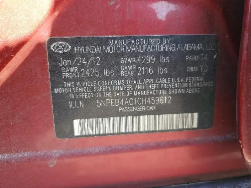 2012 HYUNDAI SONATA GLS  