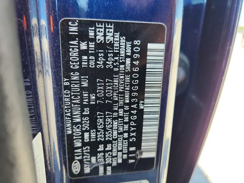 2016 KIA SORENTO LX  