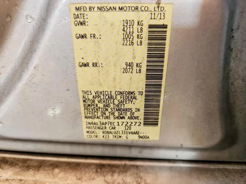 2014 NISSAN ALTIMA 2.5 SV  