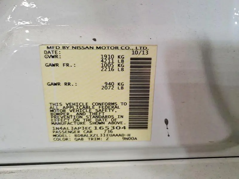 2014 NISSAN ALTIMA 2.5 SL  