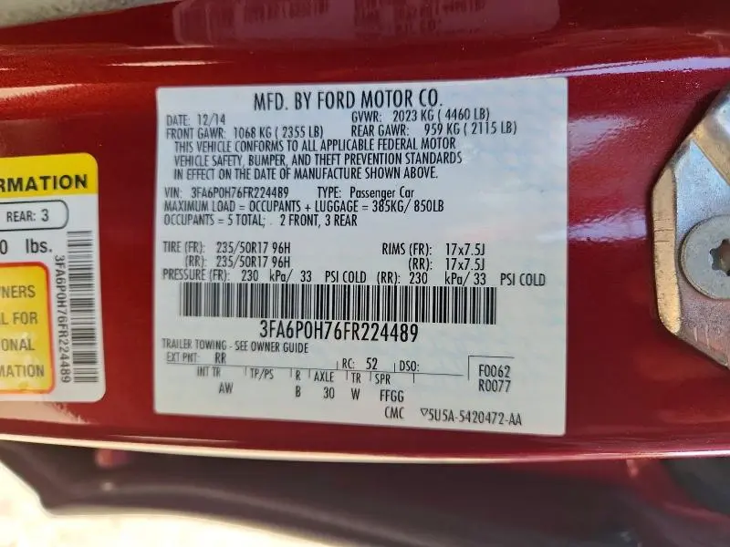 2015 FORD FUSION SE  