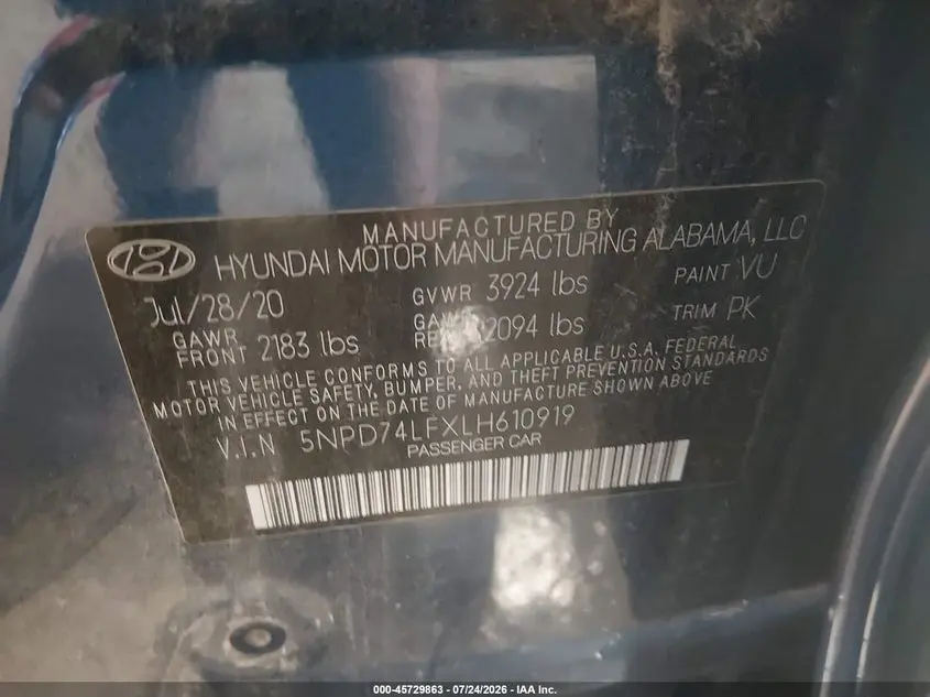 2020 HYUNDAI ELANTRA SE