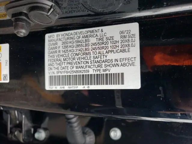 2022 HONDA PILOT SE  