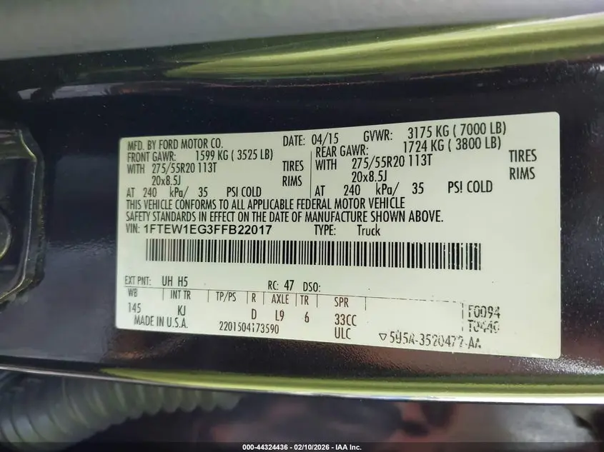 2015 FORD F-150 KING RANCH