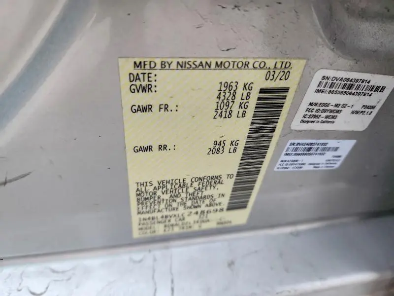 2020 NISSAN ALTIMA 2.5 S  