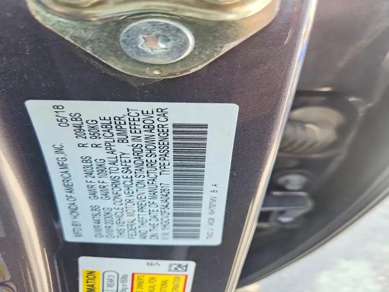 2018 HONDA ACCORD EXL  