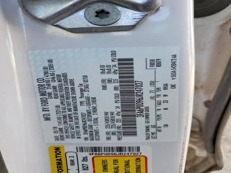 2018 FORD FUSION TITANIUM/PLATINUM  