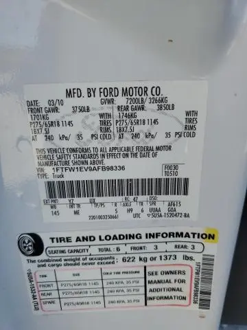 2010 FORD F150 SUPERCREW  