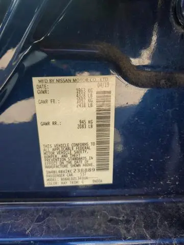 2019 NISSAN ALTIMA S  