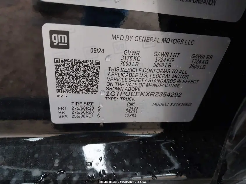 2024 GMC SIERRA 1500 4WD  SHORT BOX ELEVATION WITH 3SB