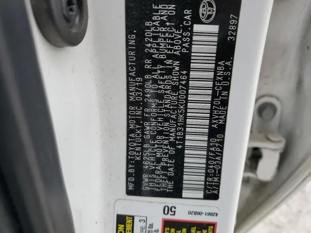 2019 TOYOTA CAMRY LE  