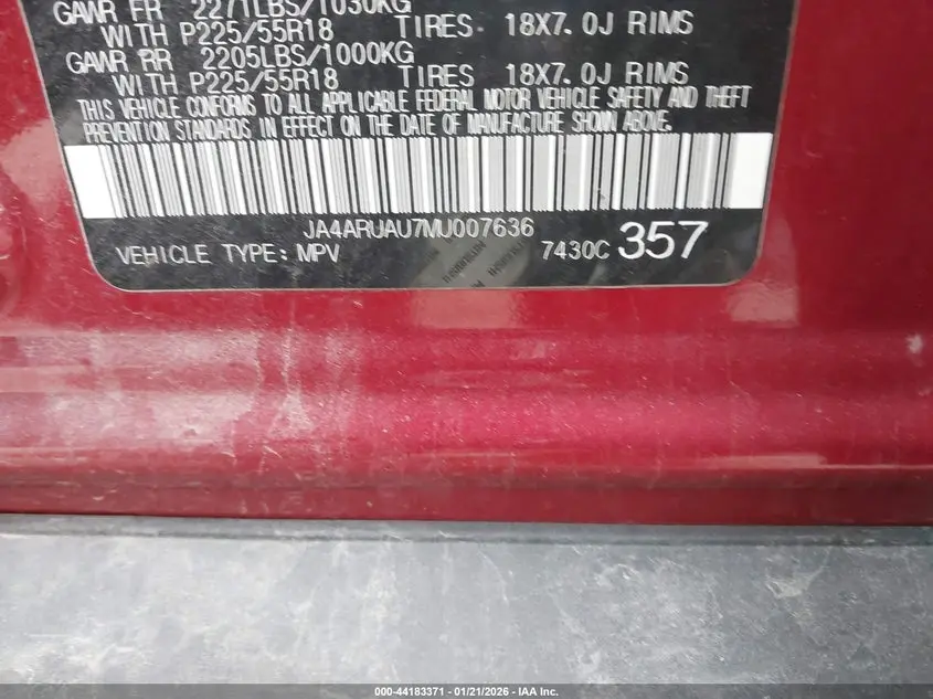 2021 MITSUBISHI OUTLANDER SPORT 2.0 BE AWC/2.0 ES AWC/2.0 LE AWC/2.0 SE AWC