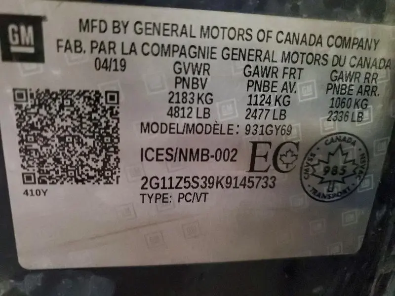 2019 CHEVROLET IMPALA LT  