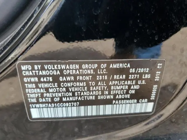 2012 VOLKSWAGEN PASSAT SE  