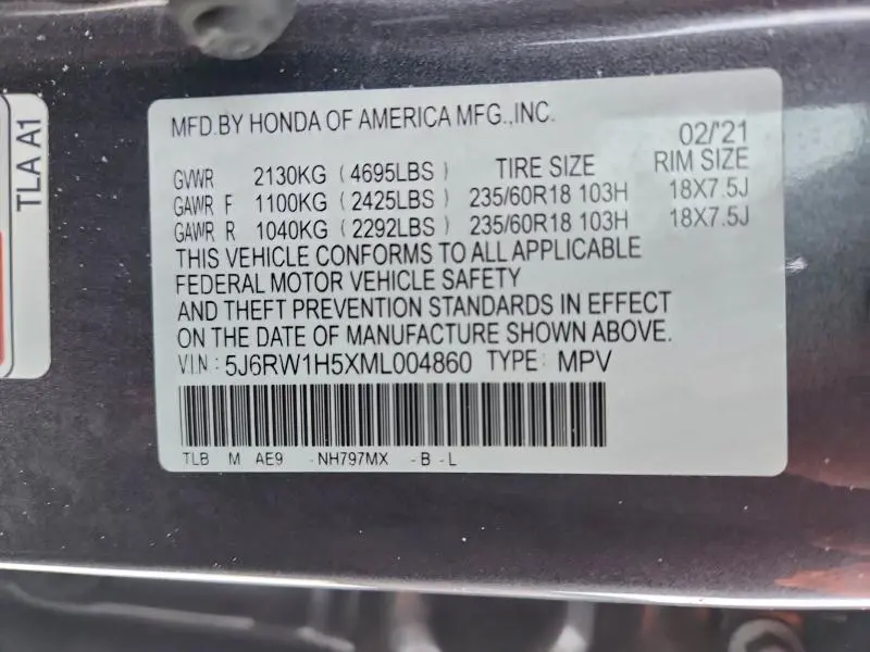 2021 HONDA CR-V EX  