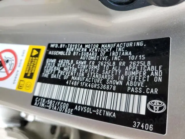 2016 TOYOTA CAMRY LE  