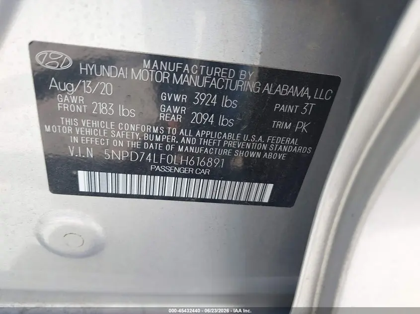 2020 HYUNDAI ELANTRA SE