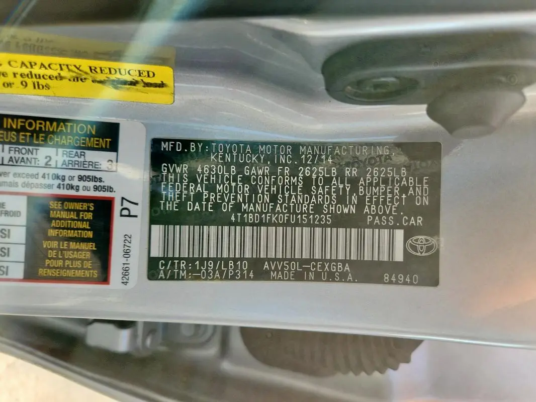 2015 TOYOTA CAMRY HYBRID  