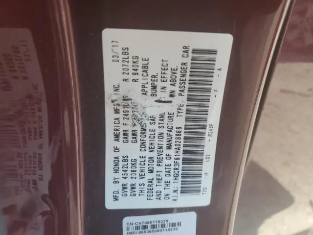 2017 HONDA ACCORD EXL