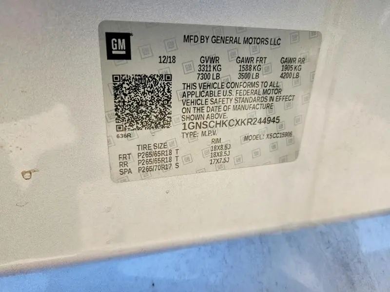 2019 CHEVROLET SUBURBAN C1500 LT  
