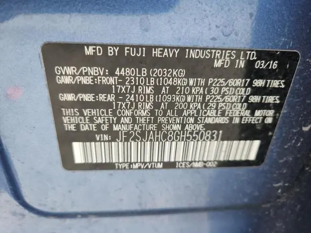 2016 SUBARU FORESTER 2.5I LIMITED  