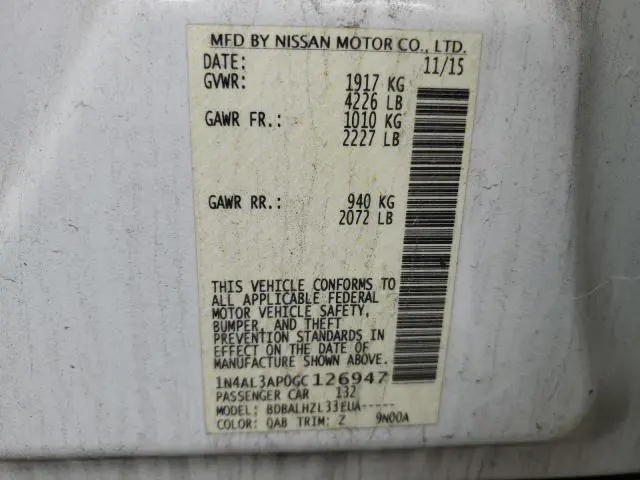 2016 NISSAN ALTIMA 2.5  