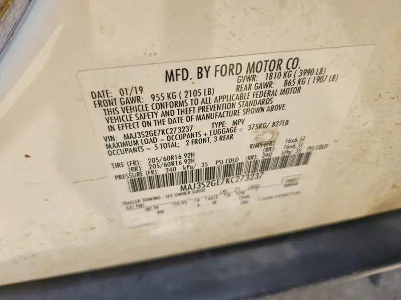 2019 FORD ECOSPORT SE  