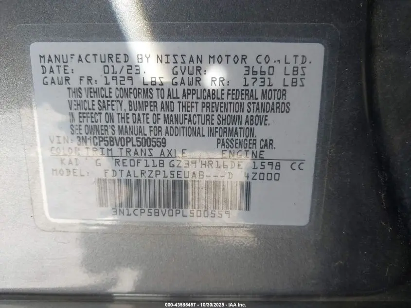 2023 NISSAN KICKS S XTRONIC CVT