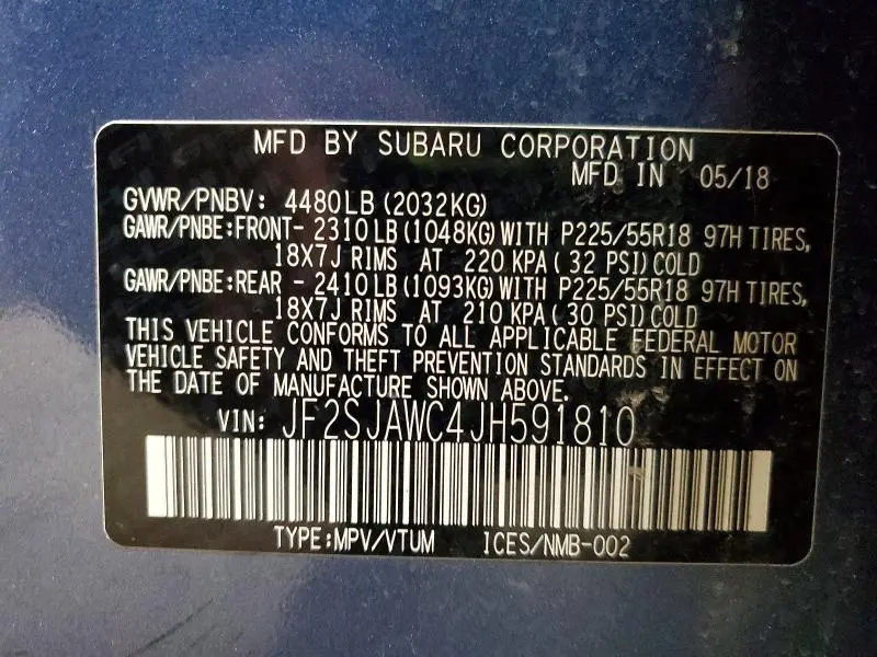 2018 SUBARU FORESTER 2.5I TOURING  