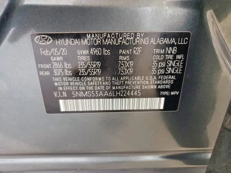 2020 HYUNDAI SANTA FE LIMITED 2.0T  