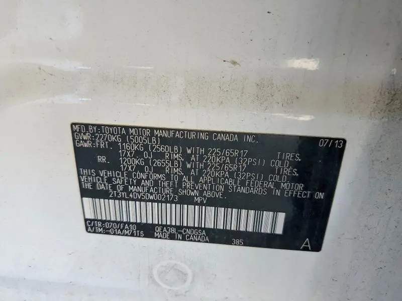 2013 TOYOTA RAV4 EV BASE  