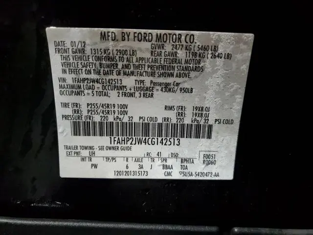 2012 FORD TAURUS LIMITED  